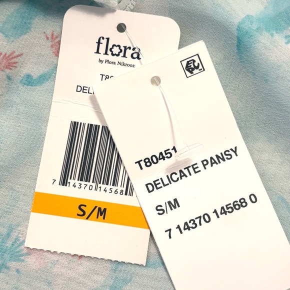 NWT Flora Nikrooz Open Front Robe Kimono Floral Blue Size Small Medium - Picture 8 of 8